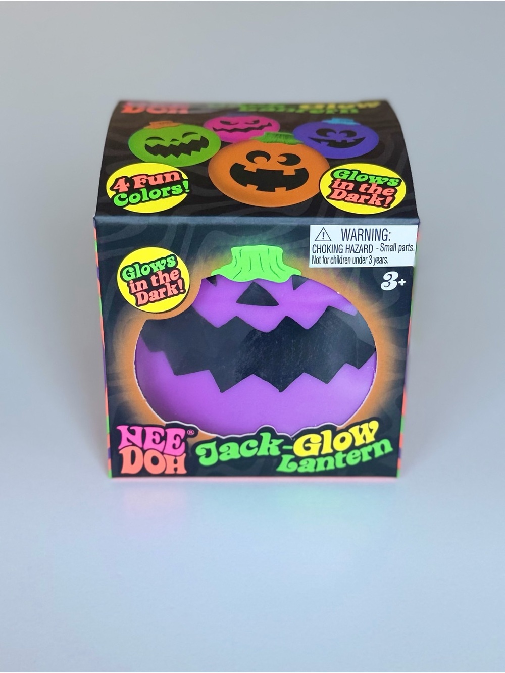 Schylling NeeDoh Jack-Glow Lantern Glow in Dark Purple Halloween Squishy NIB